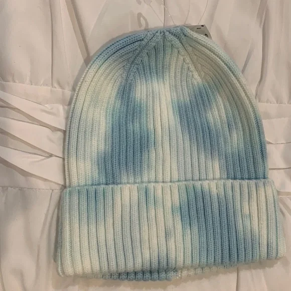 Free People NWT Wool Cream Hat Blue Tie Dye White Rope Accents Free People | Accessories | Free People Wool Knit Hat | Poshmark main image 2